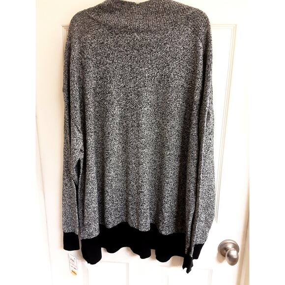 Karen Scott Sweater, Women's Plus Size 2X, seam front mock, black white NWT$49 - Picture 1 of 5